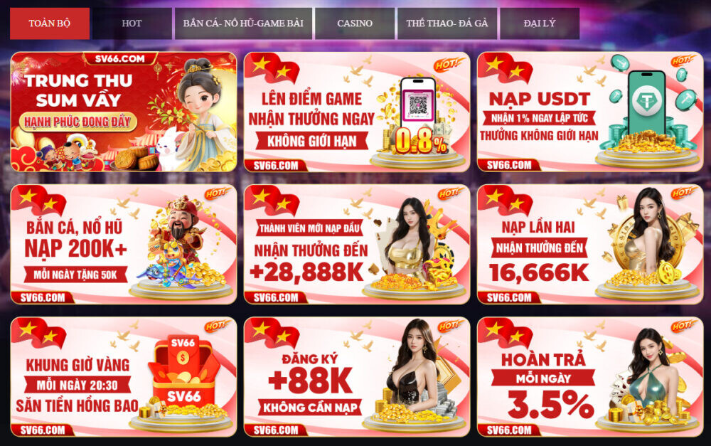 Nhà cái SV66 có nhiều khuyến mãi