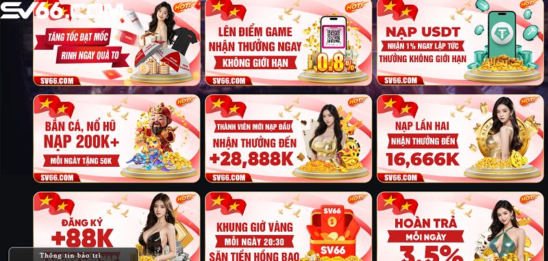 Ngập tràn ưu đãi có giá trị tại SV66